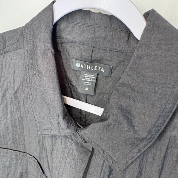 NWOT Athleta Lunar Shine Button Down Shirt in Black - Picture 3 of 11
